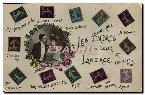 Cartes postales Les timbres et leur langage