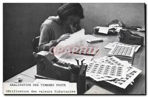 Cartes postales moderne Realisation des timbres Poste Verification des valeurs fiduciaires