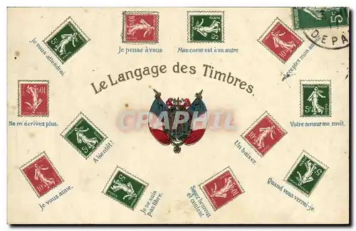 Ansichtskarte AK Le langage des timbre Semeuse 5c Vert 10c Rouge