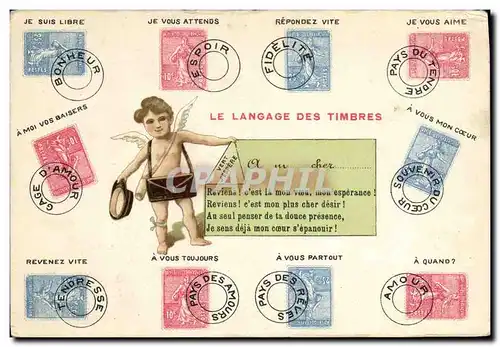 Cartes postales Langage des timbres Semeuse