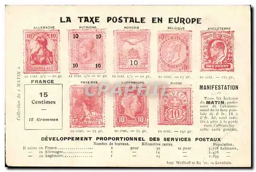 Cartes postales La taxe postale en Europe Germania TOP