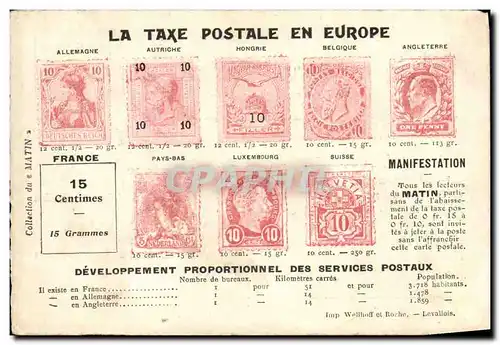 Cartes postales La taxe postale en Europe Germania TOP