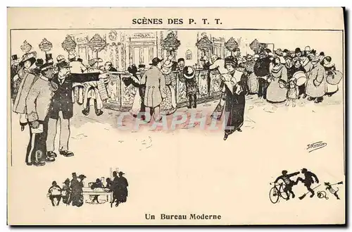 Cartes postales Scenes des PTT Un bureau moderne