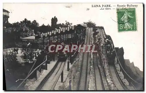 Cartes postales Fete Foraine Luna Park Scenic Railway La gare