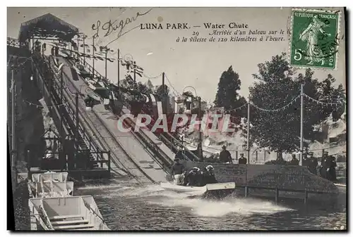 Cartes postales Fete Foraine Luna Park Water Chute Arrivee d&#39un bateau