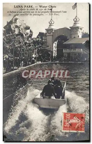 Cartes postales Fete Foraine luna Park Water Chute La bateau a son arrivee sur le lac