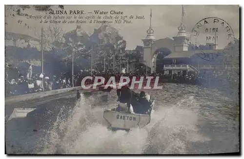 Cartes postales Fete Foraine Luna Park Water chute Arrivee d&#39un bateau sur le lac