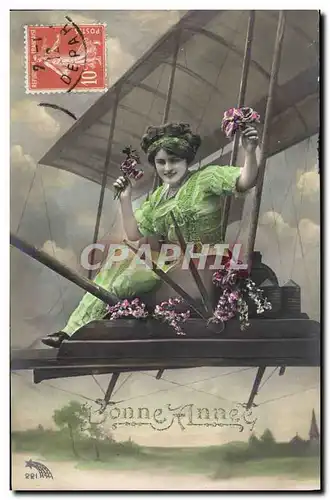 Cartes postales Fantaisie Femme Avion