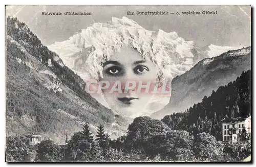 Ansichtskarte AK Fantaisie Surrealisme Souvenir d&#39Interlaken Femme