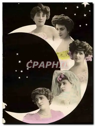 Cartes postales Fantaisie Surrealisme Femmes Lune