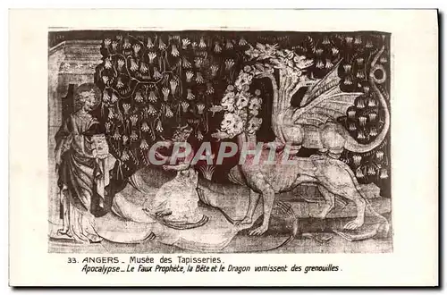 Cartes postales Fantaisie Surrealisme Angers musee des Tapisseries Apocalypse Le faux prophete La bete et le dra