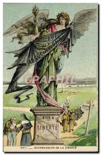 Cartes postales Fantaisie Surrealisme Statue de la liberte Suppression de la liberte