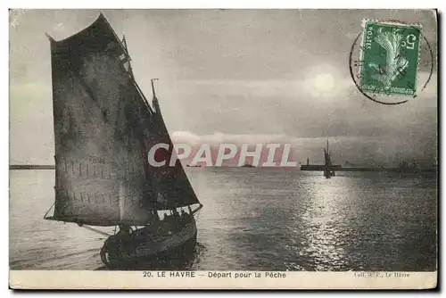 Cartes postales Bateau de peche Le Havre DEpart pour la peche