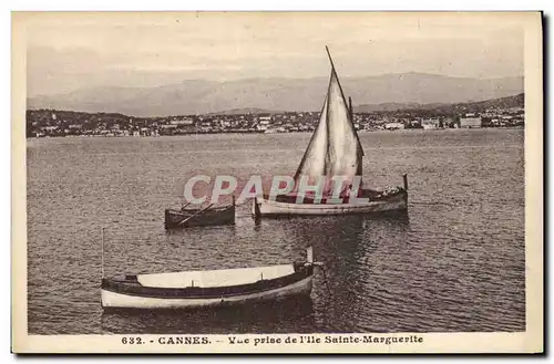 Cartes postales Bateau de peche Cannes Vue prise de l'ile Marguerite
