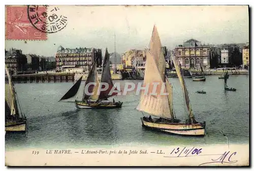 Cartes postales Bateau de peche Le Havre L&#39avant port pris de la jetee Sud