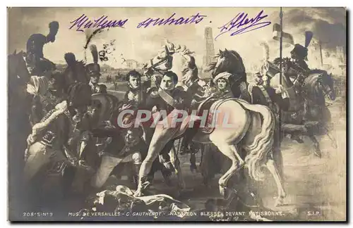 Ansichtskarte AK Histoire Napoleon 1er Musee de Versailles Gautherot Napoleon blesse devant Ratisbonne