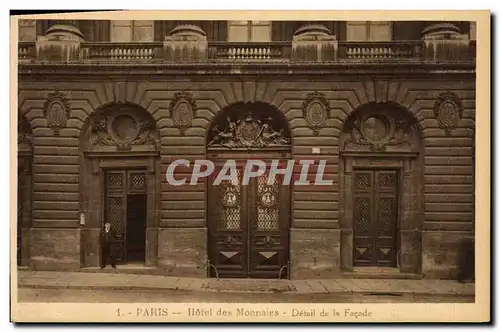 Cartes postales Paris Hotel des Monnaies Detail de la facade