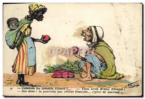 Cartes postales Fantaisie Afrique du Nord Illustrateur Combien tes tomates Ahmed