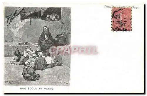 Cartes postales Fantaisie Afrique du Nord Illustrateur Une ecole au Maroc