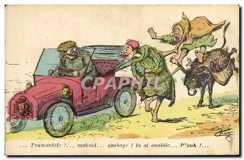 Cartes postales Fantaisie Afrique du Nord Illustrateur Toumoubile Automobile Ane mule