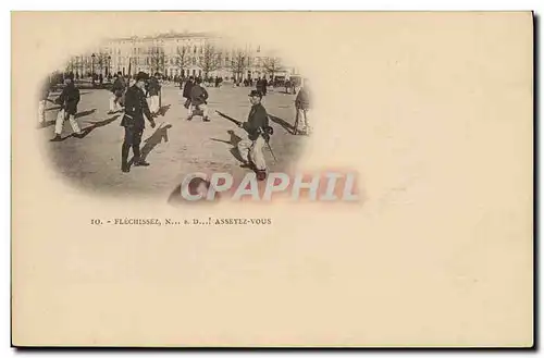 Cartes postales Militaria Flechissez Asseyez vous