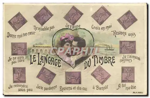Cartes postales Le langage du timbre Semeuse