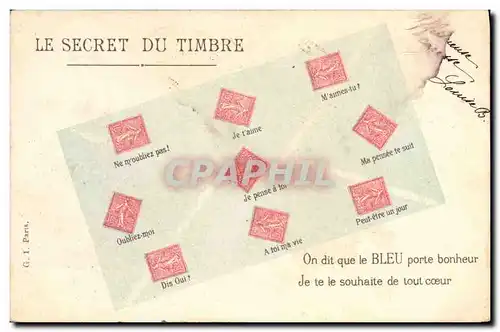 Cartes postales Langage du timbre Semeuse 10c lignee