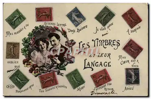 Cartes postales Les timbres et leur langage Semeuse