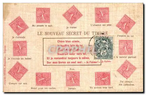 Cartes postales Le nouveau secret du timbre Semeuse 10c Lignee