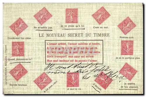 Cartes postales Le nouveau secret du timbre Semeuse 10c Lignee