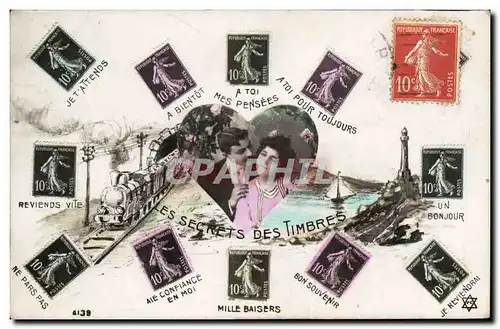 Cartes postales Les secrets des timbres Semeuse 10c