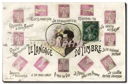 Cartes postales Le langage du timbre Semeuse 10c