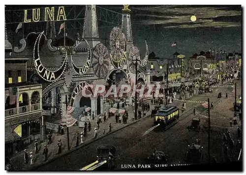 Cartes postales Fete Foraine Luna Park Surf Avenue by night Coney Island New York
