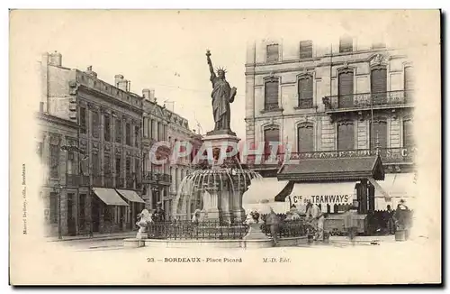 Cartes postales Statue de la Liberte Bordeaux lace Picard Cie des Tramways