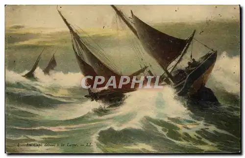 Cartes postales Bateau de peche En Cape debout a la lame