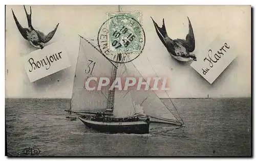 Cartes postales Bateau de peche Bonjour du Havre