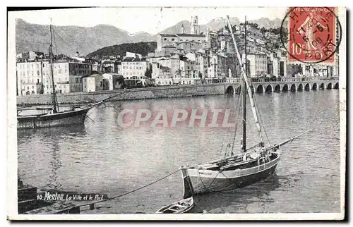 Cartes postales Bateau de peche Menton La ville et le port