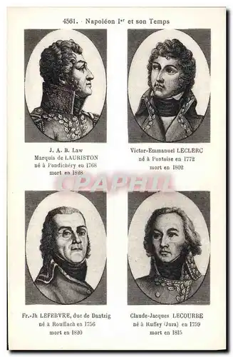 Cartes postales Histoire Napoleon 1er Lauriston Leclerc Lefebvre Dantzig Lecourbe