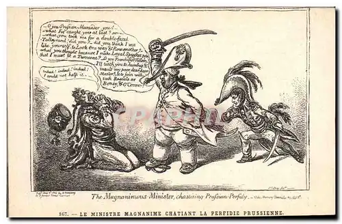 Cartes postales Histoire Napoleon 1er Le ministre magnanime chatiant la perfidie prusienne