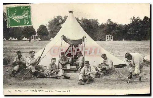 Cartes postales Militaria Camp de Chalons Une tente