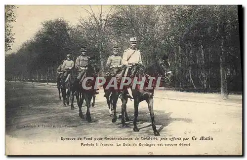 Ansichtskarte AK Militaria Epreuve de fond pour reconnaissances de cavalerie Le Matin Arrivee a l&#39aurore Le Bo