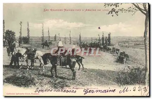 Cartes postales Militaria Les grandes manoeuvres d&#39armees de 1902 Mise en batterie a Montlaur