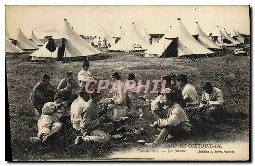 Cartes postales Militaria Camp de Coetquidan La soupe