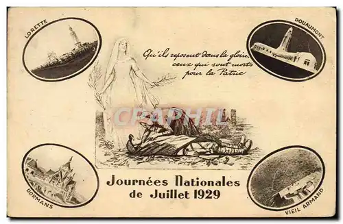 Cartes postales Militaria Journees nationales Juillet 1929 Lorette Douaumont Dormans