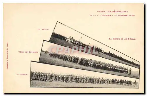 Cartes postales Militaria Revue des reservistes de la 11eme division 1899