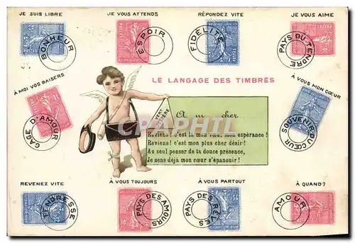 Cartes postales Langage des timbres Semeuse Ange