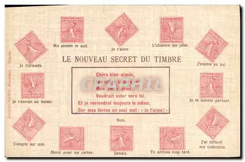 Cartes postales Le nouveau secret du timbre Semeuse 10c Lignee