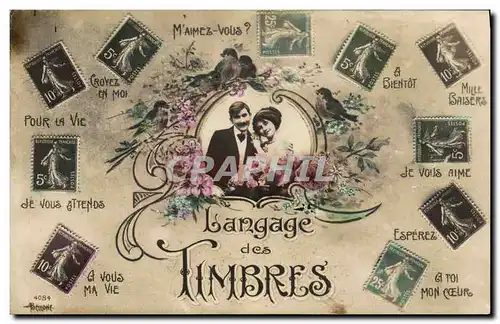 Cartes postales Langage des timbres Semeuse 10c 5c