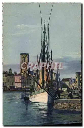 Cartes postales Bateau de Peche La Rochelle Le port et l'eglise Saint Sauveur