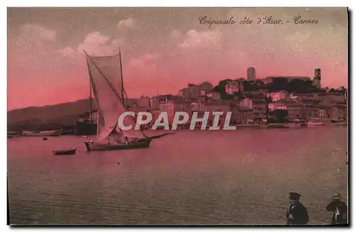 Cartes postales Bateau de Peche Cannes Crepuscule Cote d'aazur